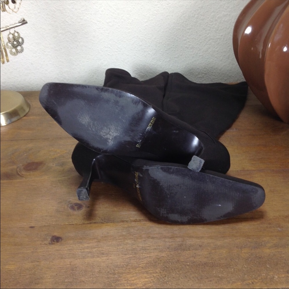 Enzo Angiolini Brown Pointed Knee Sock Boots - Picture 7 of 8